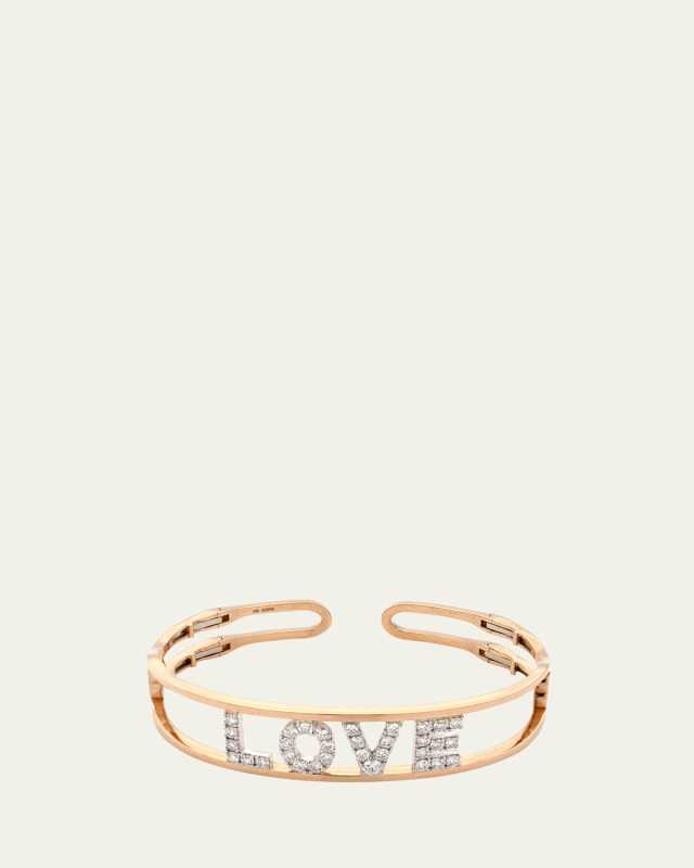 18K Yellow Gold Love Cuff Bracelet with Diamonds